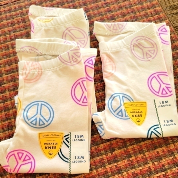 Cat & Jack Leggings 3 Pack 18 Months Peace Sign - Picture 1 of 6